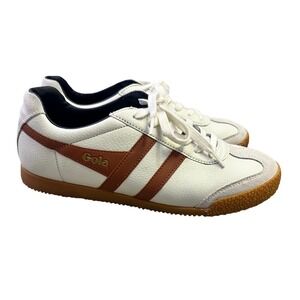 Gola Men's White Leather Classic Sneakers Retro Brown Stripes Gum Sole Size 9